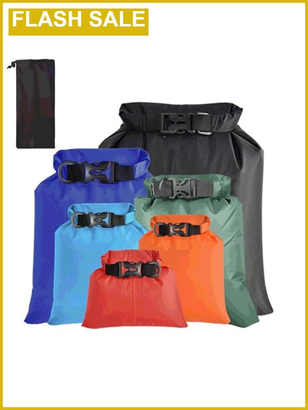 6PC Waterproof Dry Bags Lightweight Kayaking Hiking Camping Roll-Top